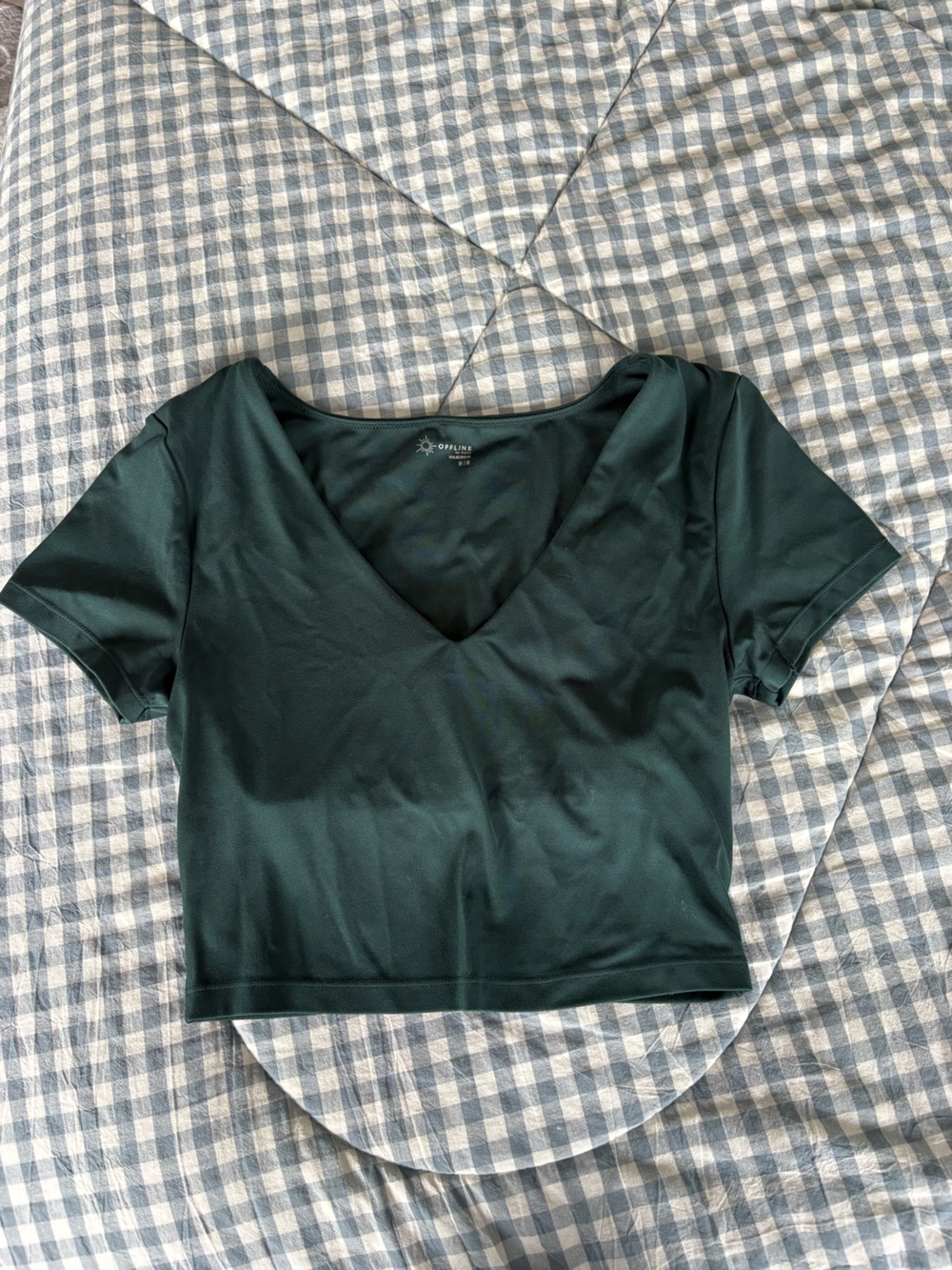 Aerie Offline Deep Green V-Neck Short Sleeve Tee